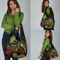 Personalised Hawaii Nene Goose Grocery Bag Hawaiian Map Hibiscus Polynesian Art - Reggae Gradient LT14 - Polynesian Pride