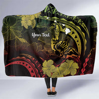 Personalised Hawaii Nene Goose Hooded Blanket Hawaiian Map Hibiscus Polynesian Art - Reggae Gradient LT14 One Size Reggae - Polynesian Pride