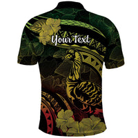 Personalised Hawaii Nene Goose Polo Shirt Hawaiian Map Hibiscus Polynesian Art - Reggae Gradient