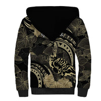 Personalised Hawaii Nene Goose Sherpa Hoodie Hawaiian Map Hibiscus Polynesian Art - Beige