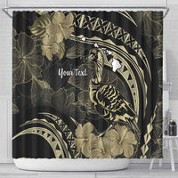 Personalised Hawaii Nene Goose Shower Curtain Hawaiian Map Hibiscus Polynesian Art - Beige