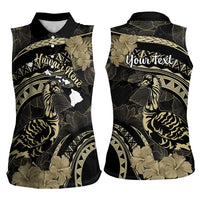 Personalised Hawaii Nene Goose Women Sleeveless Polo Shirt Hawaiian Map Hibiscus Polynesian Art - Beige