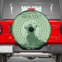 Personalised Hawaii Monk Seal Spare Tire Cover Polynesian Tattoo With Tropical Flowers - Green Pastel