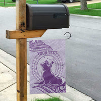 Personalised Hawaii Monk Seal Garden Flag Polynesian Tattoo With Tropical Flowers - Purple Pastel