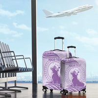 Personalised Hawaii Monk Seal Luggage Cover Polynesian Tattoo With Tropical Flowers - Purple Pastel