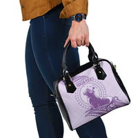 Personalised Hawaii Monk Seal Shoulder Handbag Polynesian Tattoo With Tropical Flowers - Purple Pastel