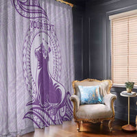 Personalised Hawaii Monk Seal Window Curtain Polynesian Tattoo With Tropical Flowers - Purple Pastel