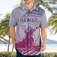 Personalised Hawaii Monk Seal Hawaiian Shirt Polynesian Tattoo With Tropical Flowers - Purple Gradient