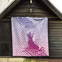 Personalised Hawaii Monk Seal Quilt Polynesian Tattoo With Tropical Flowers - Purple Gradient