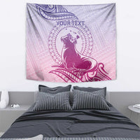 Personalised Hawaii Monk Seal Tapestry Polynesian Tattoo With Tropical Flowers - Purple Gradient
