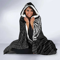 Personalised Hawaii Monk Seal Hooded Blanket Polynesian Tattoo With Tropical Flowers - Black LT14 - Polynesian Pride