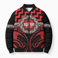 Aotearoa Ngapuhi Personalised Bomber Puffer Jacket Maori Iwi Poutama Puhoro Tattoo