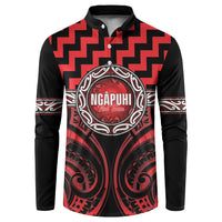 Aotearoa Ngapuhi Personalised Button Sweatshirt Maori Iwi Poutama Puhoro Tattoo