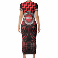 Aotearoa Ngapuhi Personalised Short Sleeve Bodycon Dress Maori Iwi Poutama Puhoro Tattoo