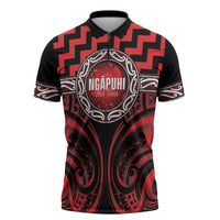 Aotearoa Ngapuhi Personalised Zipper Polo Shirt Maori Iwi Poutama Puhoro Tattoo