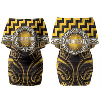 Aotearoa Ngati Porou Personalised Couples Matching Off Shoulder Short Dress and Hawaiian Shirt Maori Iwi Poutama Puhoro Tattoo
