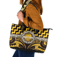Aotearoa Ngati Porou Leather Tote Bag Maori Iwi Poutama Puhoro Tattoo