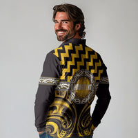Aotearoa Ngati Porou Personalised Long Sleeve Polo Shirt Maori Iwi Poutama Puhoro Tattoo