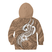 Polynesia Kid Hoodie Plumeria With Tribal Pattern Brown Pastel Vibes LT14 - Polynesian Pride