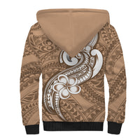 Polynesia Sherpa Hoodie Plumeria With Tribal Pattern Brown Pastel Vibes LT14 - Polynesian Pride
