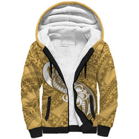 Polynesia Sherpa Hoodie Plumeria With Tribal Pattern Yellow Pastel Vibes LT14 Unisex Yellow - Polynesian Pride