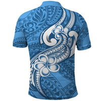 Polynesia Polo Shirt Plumeria With Tribal Pattern Blue Pastel Vibes LT14 - Polynesian Pride