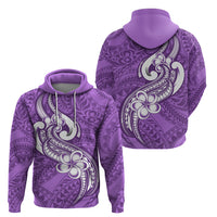 Polynesia Hoodie Plumeria With Tribal Pattern Purple Pastel Vibes LT14 - Polynesian Pride