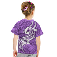 Polynesia Kid T Shirt Plumeria With Tribal Pattern Purple Pastel Vibes LT14 - Polynesian Pride