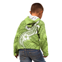 Polynesia Kid Hoodie Plumeria With Tribal Pattern Green Pastel Vibes LT14 - Polynesian Pride