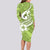 Polynesia Long Sleeve Bodycon Dress Plumeria With Tribal Pattern Green Pastel Vibes LT14 - Polynesian Pride