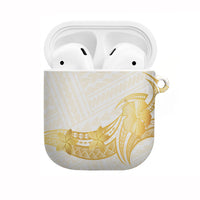 Polynesia White Sunday AirPods Case Polynesian Tattoo Plumeria Hibiscus Gold