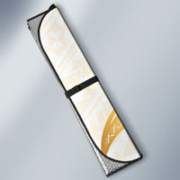 Polynesia White Sunday Auto Sun Shade Polynesian Tattoo Plumeria Hibiscus Gold