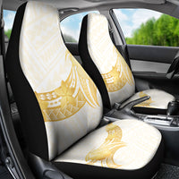 Polynesia White Sunday Car Seat Cover Polynesian Tattoo Plumeria Hibiscus Gold