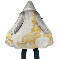 Polynesia White Sunday Cloak Polynesian Tattoo Plumeria Hibiscus Gold