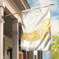 Polynesia White Sunday Garden Flag Polynesian Tattoo Plumeria Hibiscus Gold