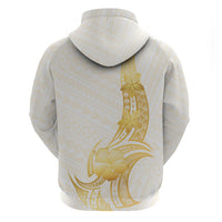 Polynesia White Sunday Hoodie Polynesian Tattoo Plumeria Hibiscus Gold