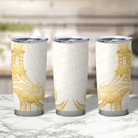 Polynesia White Sunday Tumbler Cup Polynesian Tattoo Plumeria Hibiscus Gold