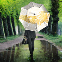 Polynesia White Sunday Umbrella Polynesian Tattoo Plumeria Hibiscus Gold