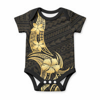 Gold Black Polynesia Hibiscus Plumeria Tattoo Baby Onesie