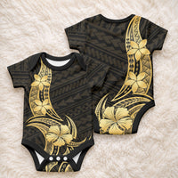 Gold Black Polynesia Hibiscus Plumeria Tattoo Baby Onesie
