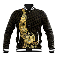Gold Black Polynesia Hibiscus Plumeria Tattoo Baseball Jacket