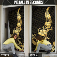 Gold Black Polynesia Hibiscus Plumeria Tattoo Door Cover