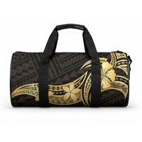 Gold Black Polynesia Hibiscus Plumeria Tattoo Duffle Bag