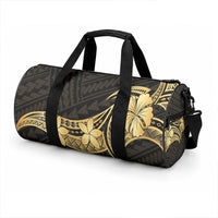 Gold Black Polynesia Hibiscus Plumeria Tattoo Duffle Bag