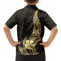 Gold Black Polynesia Hibiscus Plumeria Tattoo Hawaiian Shirt
