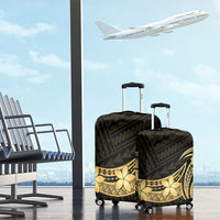 Gold Black Polynesia Hibiscus Plumeria Tattoo Luggage Cover