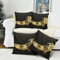 Gold Black Polynesia Hibiscus Plumeria Tattoo Pillow Cover