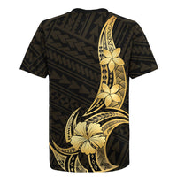 Gold Black Polynesia Hibiscus Plumeria Tattoo Rugby Jersey