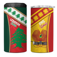 Rugby Papua New Guinea and Lebanon 4 in 1 Can Cooler Tumbler PNG Kumuls Cedars Together