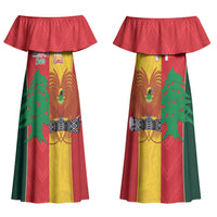 Custom Rugby Papua New Guinea and Lebanon Couples Matching Off Shoulder Maxi Dress and Long Sleeve Button Shirt PNG Kumuls Cedars Together